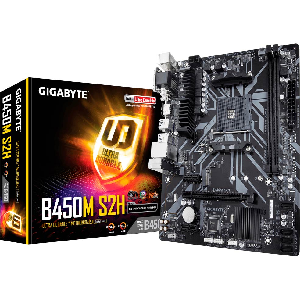 Материнська плата GIGABYTE B450M S2H Підтримувані процесори Ryzen 1-го и 2-го поколений / Ryzen с графикой Radeon Vega