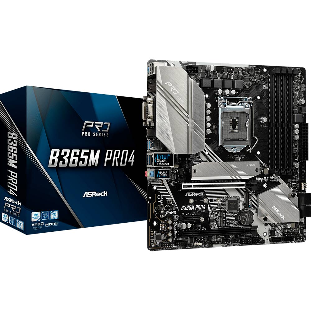 Материнська плата ASROCK B365M PRO4 Підтримувані процесори Intel Core 8-го/9-го поколения / Pentium Gold / Celeron