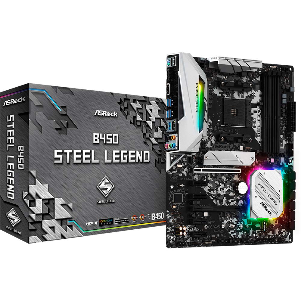 Материнская плата ASROCK B450 STEEL LEGEND Поддерживаемые процессоры Ryzen 1-го и 2-го поколений / Ryzen с графикой Radeon Vega