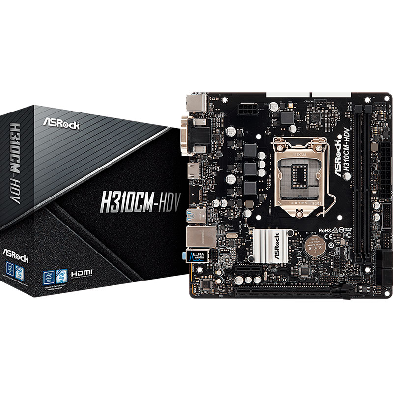 Материнская плата ASROCK H310CM-HDV Поддерживаемые процессоры Core i7 / i5 / i3 8-го, 9-го поколения