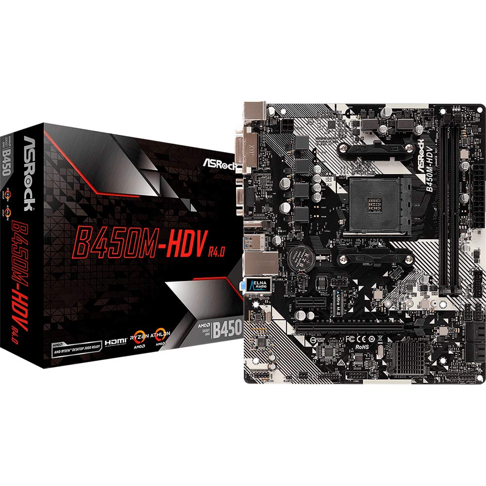 Материнська плата ASROCK B450M-HDV R4.0 Чіпсет AMD B450