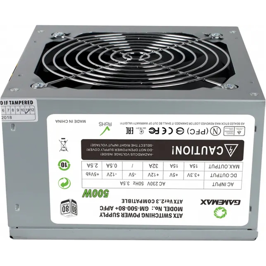 Блок живлення GAMEMAX 500W (GM-500 80+ APFC) Призначенння для настільного комп'ютера