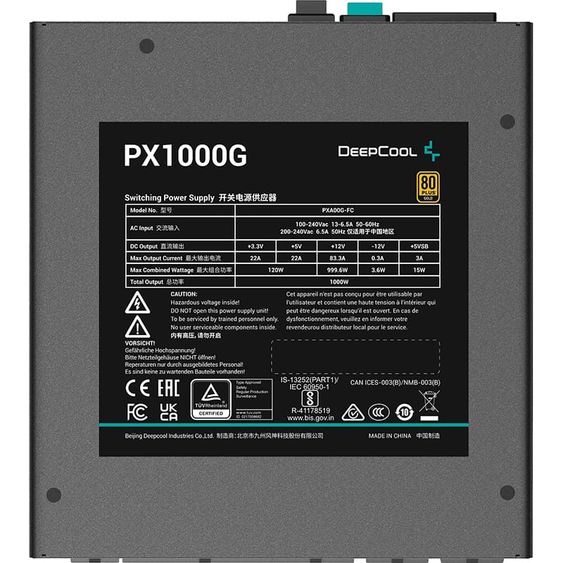 Блок живлення DEEPCOOL PX1000G V2 1000W (R-PXA00G-FC0B-EU-V2) Корекція коефіцієнта потужності PFC   активна