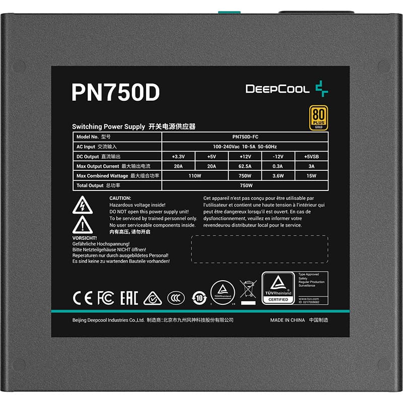 Блок живлення DEEPCOOL PN750D V2 750W (R-PN750D-FC0B-EU-V2) Форм-фактор ATX