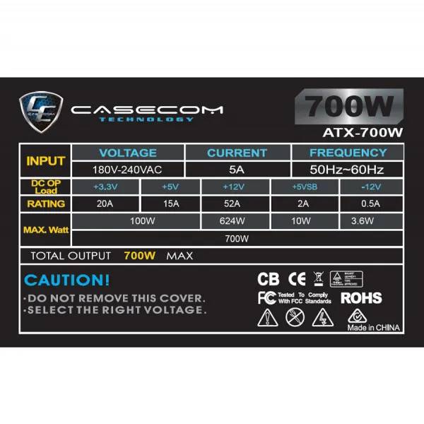 Блок питания CASECOM 700W (CM 700 ATX) Мощность 700