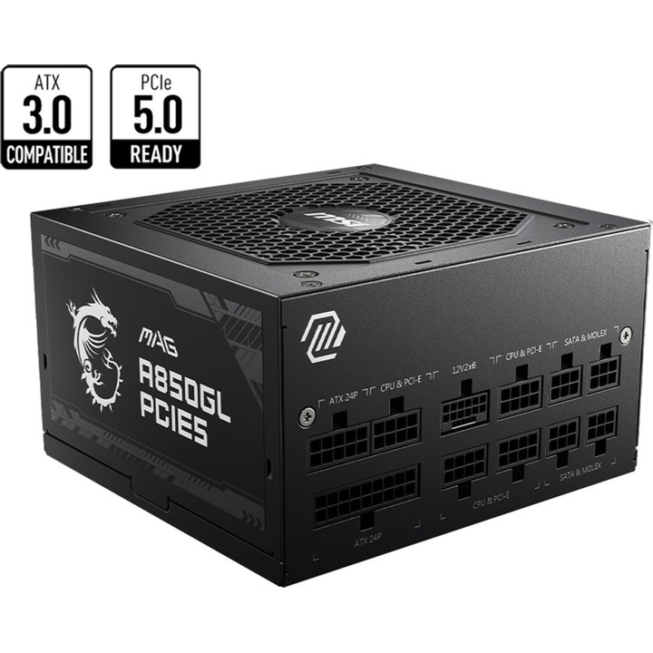 Блок питания MSI ATX 850W EU Fully-Modular 80 Plus Gold (MAG A850GL PCIE5) Форм-фактор ATX