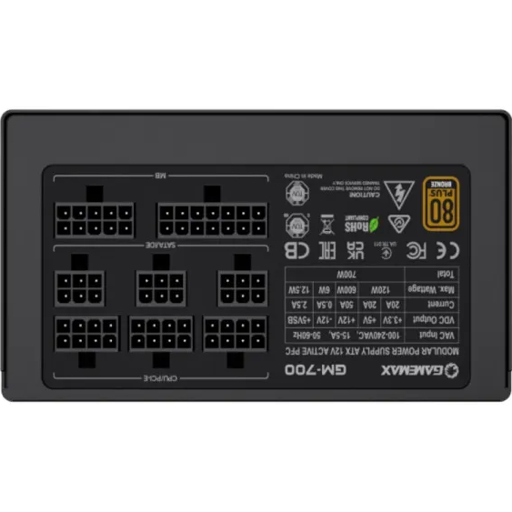Блок питания GAMEMAX ATX 700W 80 Bronze (GM-700 Modular) Коррекция коэффициента мощности PFC   активная