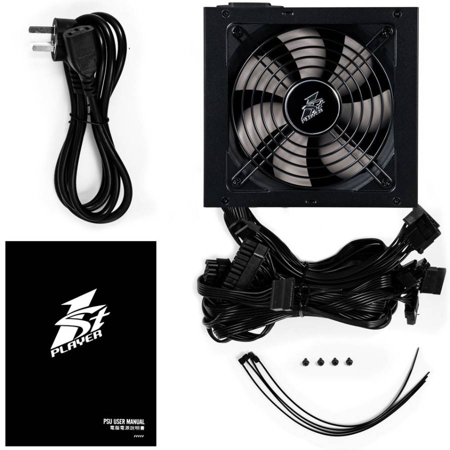 Зовнішній вигляд Блок живлення 1STPLAYER PS-600AX Black (DKPM-BRZ-600-BK-EU)