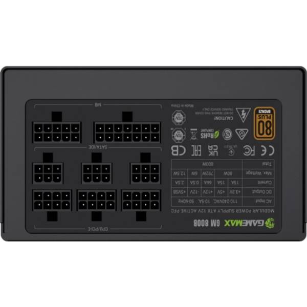 Фото Блок живлення GAMEMAX 800W GM 800B Black (GM 800B Fully-modular New)