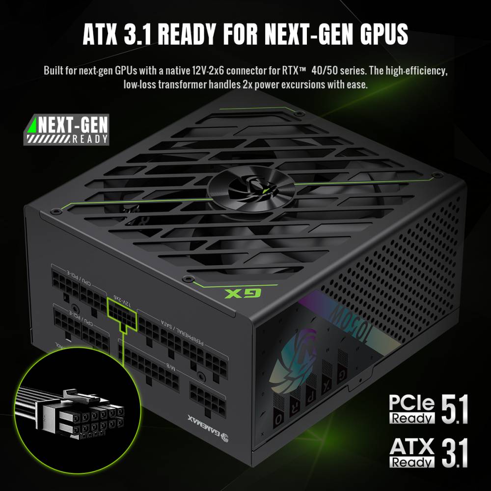 Внешний вид Блок питания GAMEMAX 1050W (GX PRO 1050G)