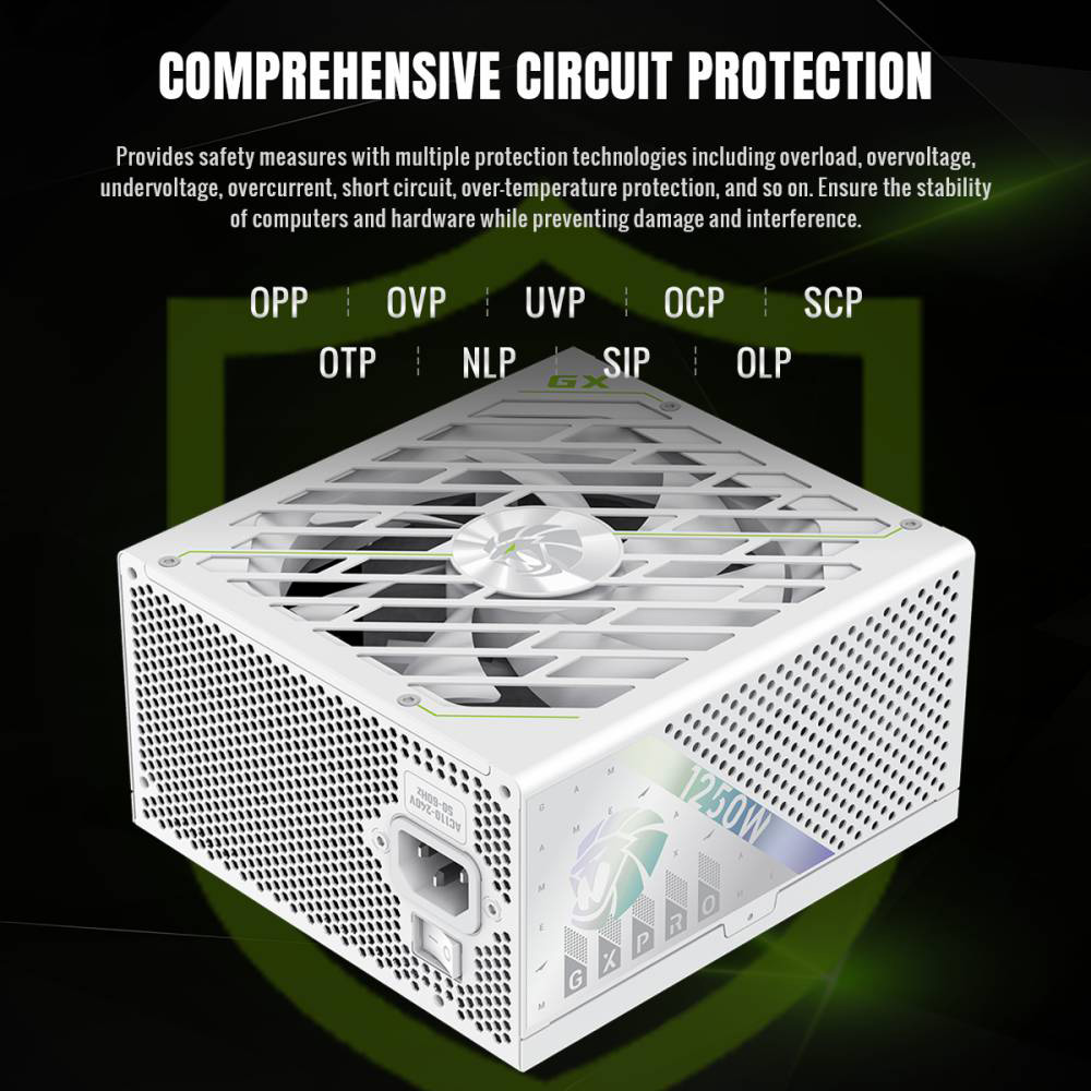 Блок питания GAMEMAX 1250W GX PRO 1250G WH Коррекция коэффициента мощности PFC   активная