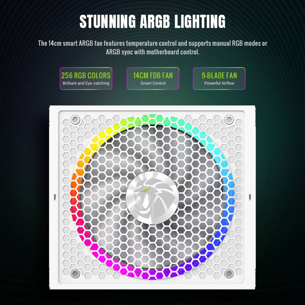 Фото Блок живлення GAMEMAX 750W RGB 750G WH