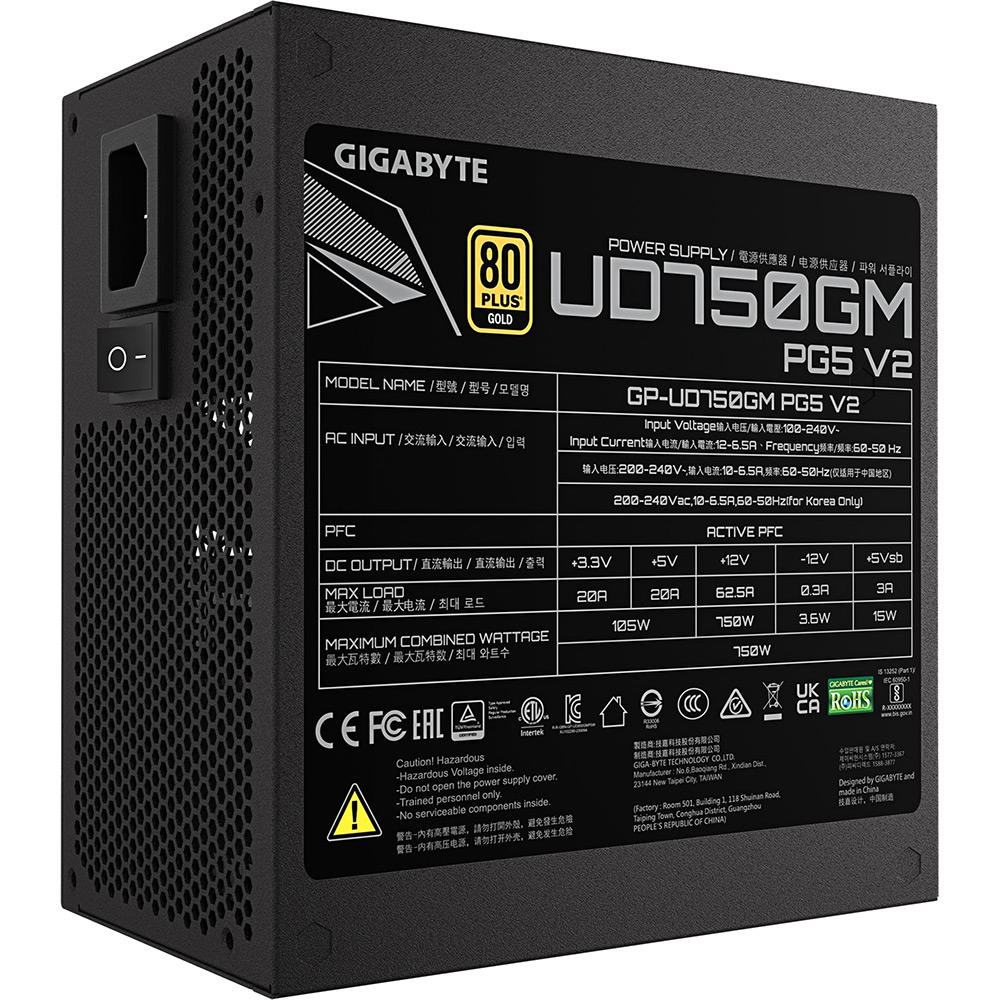 Зовнішній вигляд Блок живлення GIGABYTE ATX3.1 750W GP-UD750GM PG5 V2