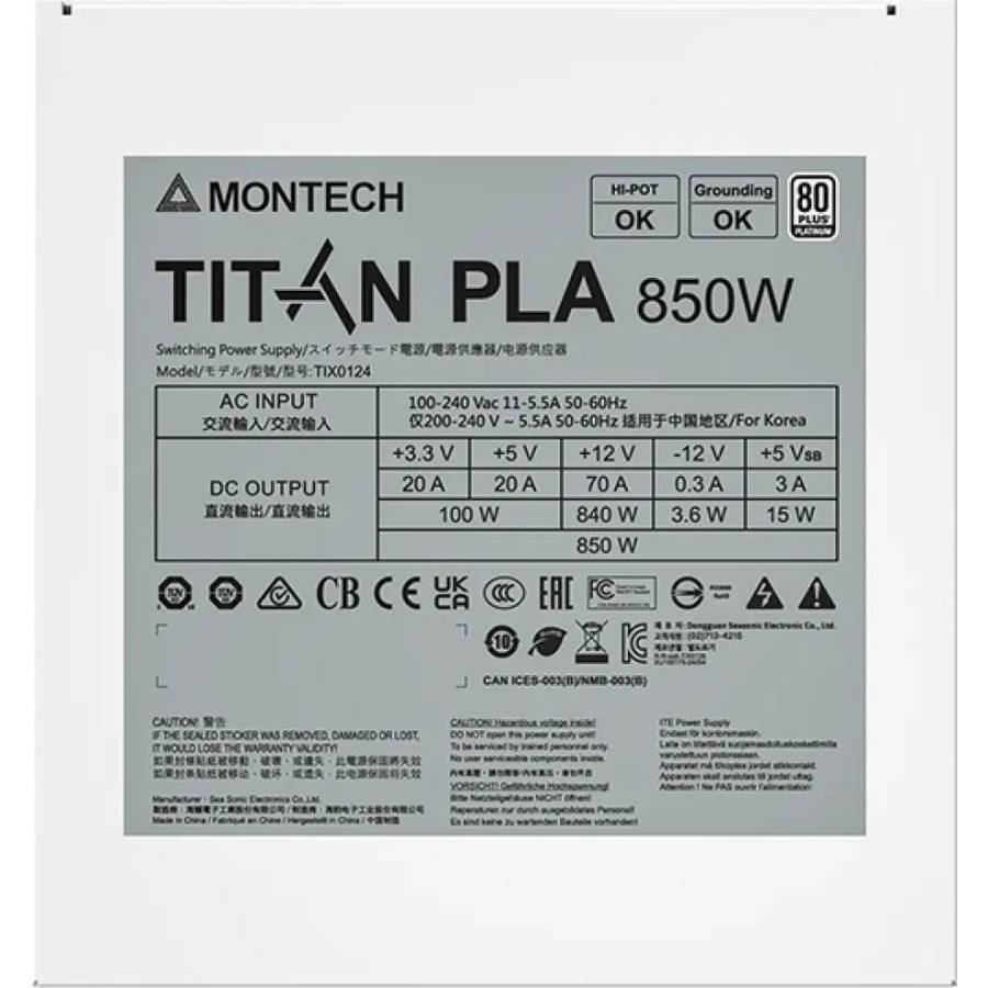 Внешний вид Блок питания MONTECH ATX 850W TIX0124 TITAN PLA 850