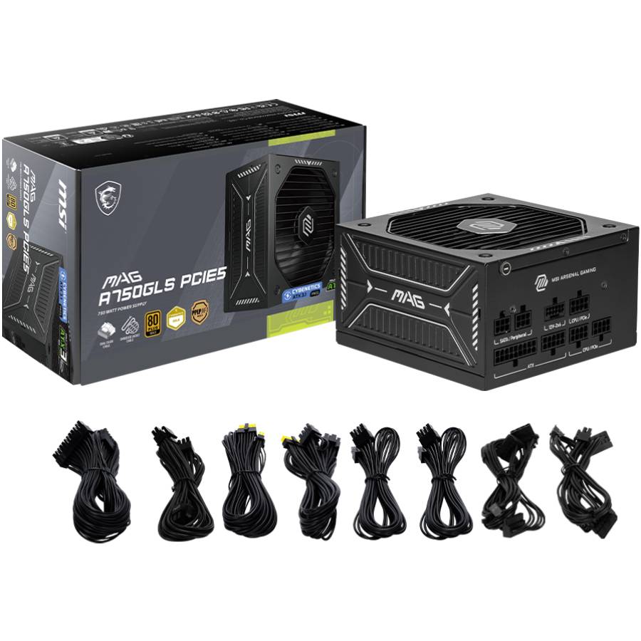 Блок питания MSI ATX 750W MAG A750GLS PCIE5 Коррекция коэффициента мощности PFC   активная