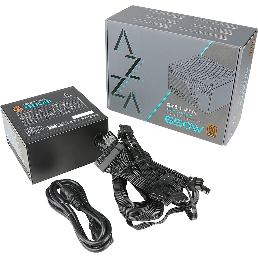 Блок живлення AZZA ATX 650W PSAZ-650B(ATX3.1) Блок живлення AZZA ATX 650W PSAZ-650B(ATX3.1) Потужність 650