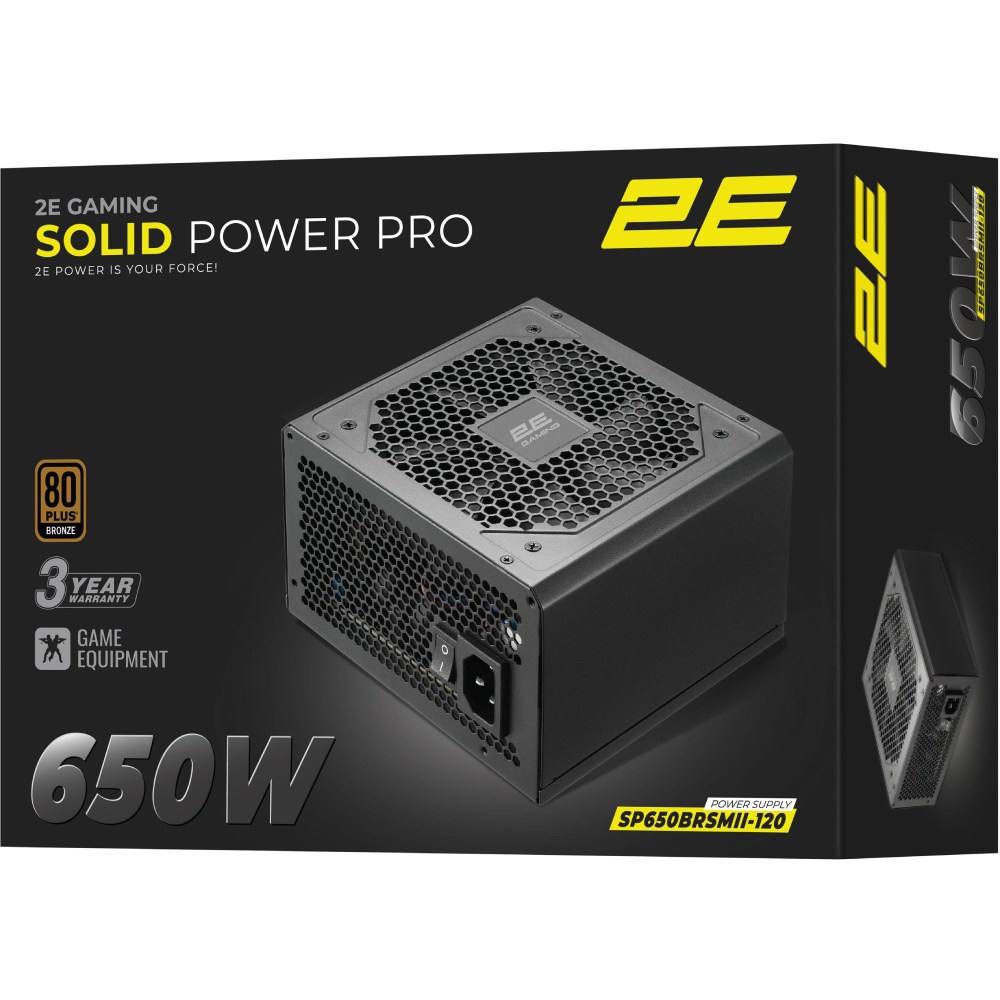 Блок питания 2E GAMING Solid Power Pro 650W (2E-SP650BRSMII-120) Коррекция коэффициента мощности PFC   активная