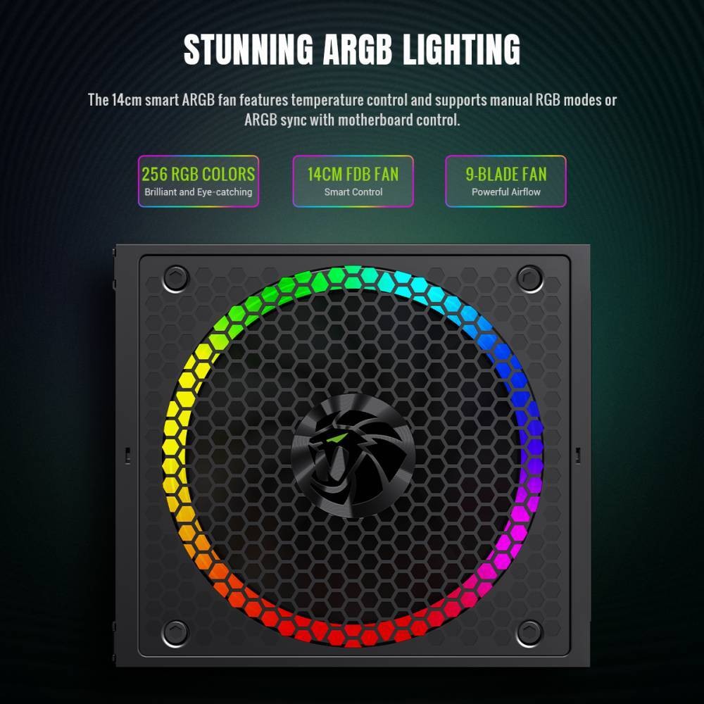 Изображение Блок питания GAMEMAX ATX 1050W RGB (RGB 1050G)