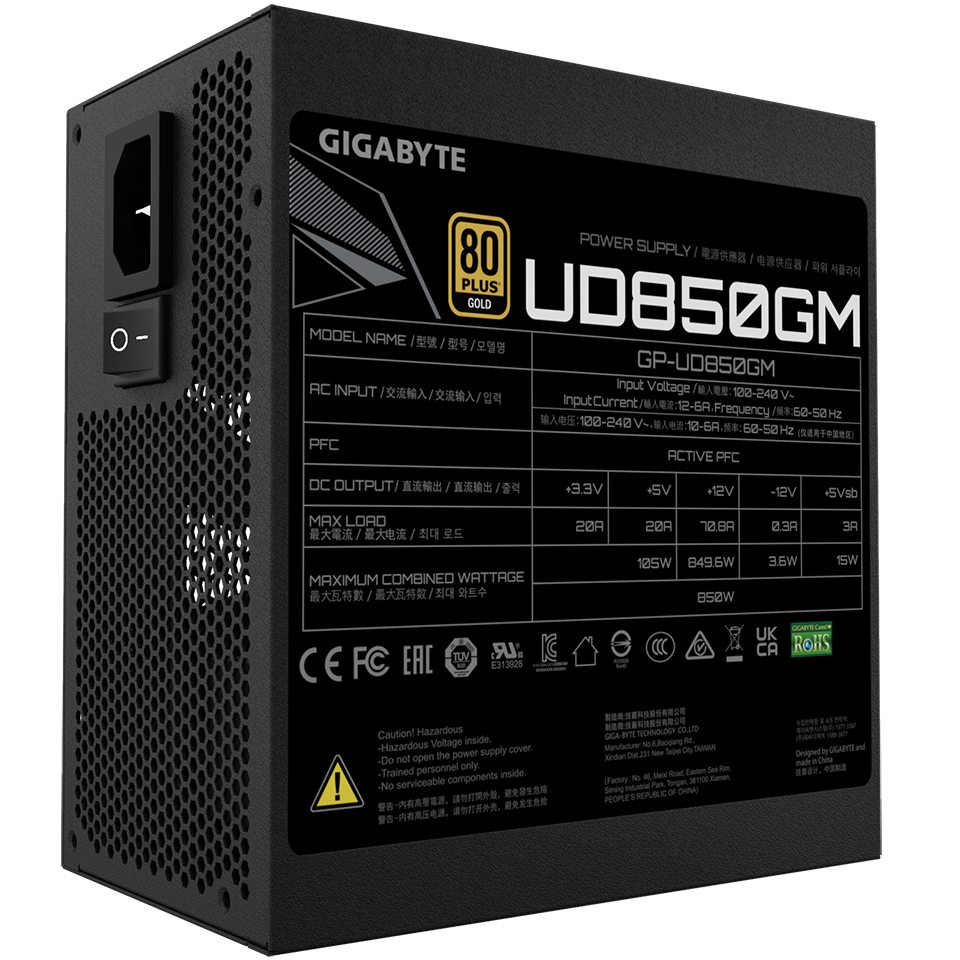 Зовнішній вигляд Блок живлення GIGABYTE GP-UD850GM 850W