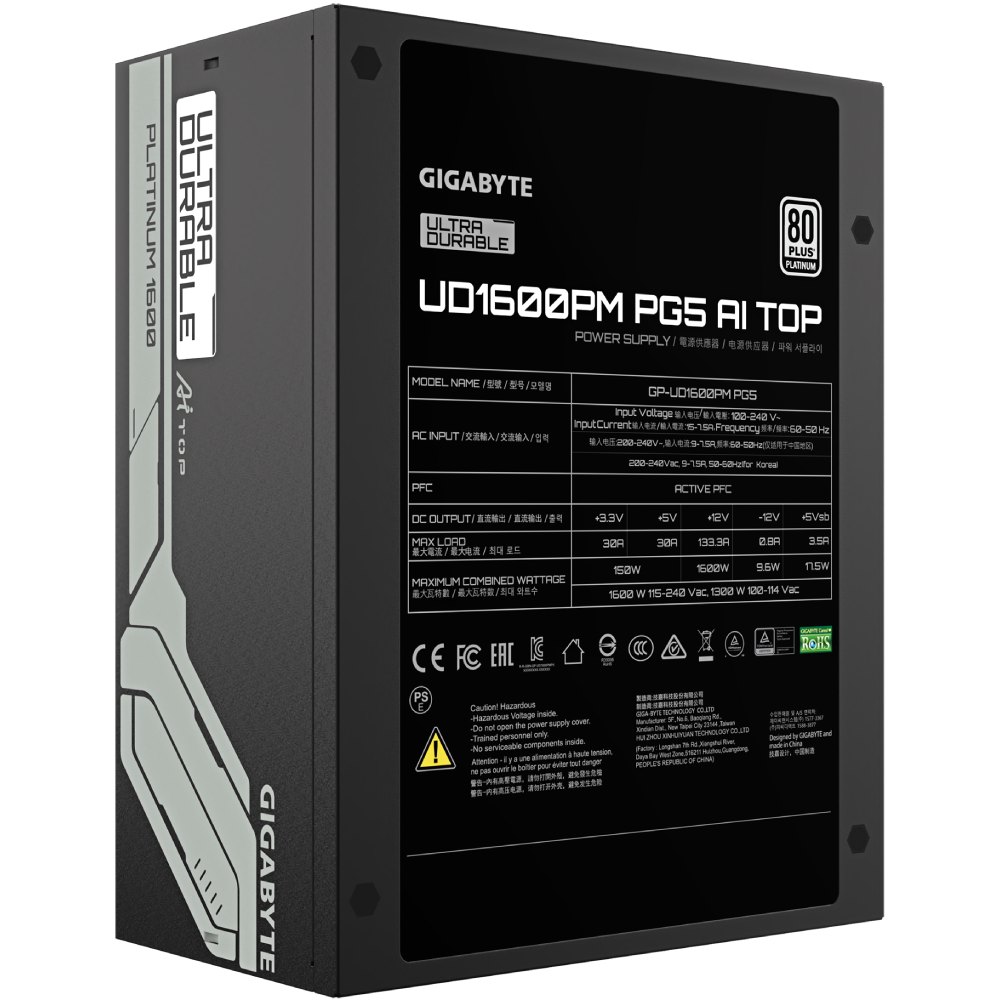 Блок питания GIGABYTE GP-UD1600PM PG5 1600W Коррекция коэффициента мощности PFC   активная