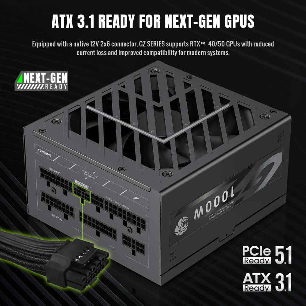 Изображение Блок питания GAMEMAX 1000W (GZ 1000G BK)