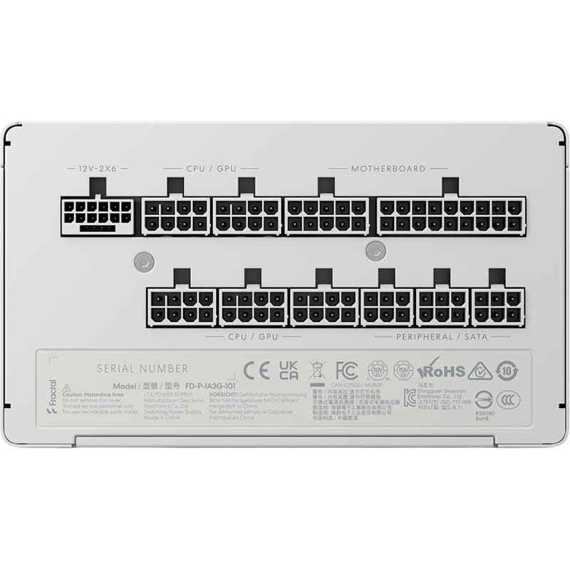 Блок питания FRACTAL DESIGN Ion 3 Gold 1000W White (FD-P-IA3G-101-EU-WT) Дополнительно Защита от перегрузки по мощности (OPP), защита от перенапряжения (OVP), защита от пониженного напряжения (UVP), защита от короткого замыкания (SCP), защита от перегрузки по току (OCP), защита от перегрева (OTP)