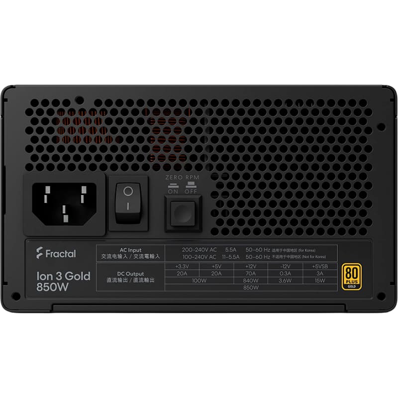 Блок живлення FRACTAL DESIGN Ion 3 Gold 850W Black (FD-P-IA3G-850-EU) Призначенння для настільного комп'ютера