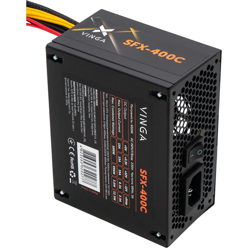Блок живлення VINGA 400W ОЕМ (SFX-400С) Корекція коефіцієнта потужності PFC   активна
