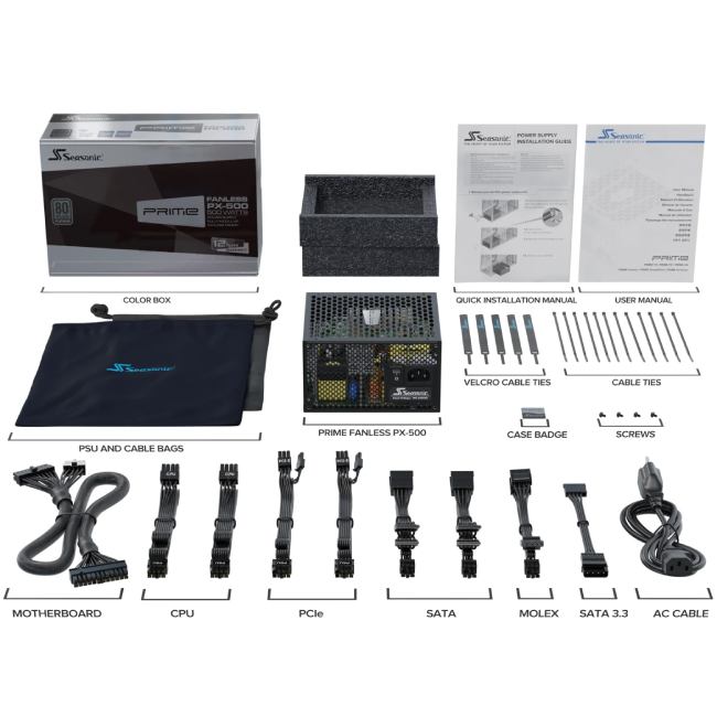 Изображение Блок питания SEASONIC PRIME-PX-500 Fanless 500W Black