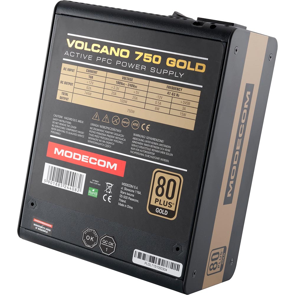 Блок живлення MODECOM VOLCANO 750W GOLD (ZAS-MC90-SM-750-ATX-VOLCA) Форм-фактор ATX