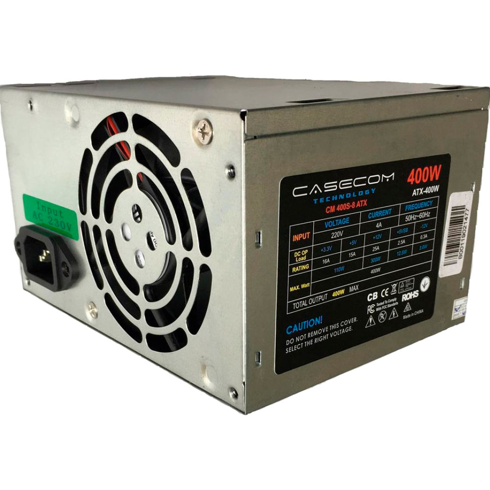 

Блок питания CaseCom 400W (CM 400S-8 ATX), 400W 80mm, 2хSATA (CM 400S-8 ATX)