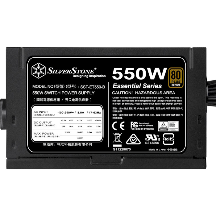 Блок питания SILVERSTONE STRIDER ET550-B V1.2 (SST-ET550-B) Мощность 550