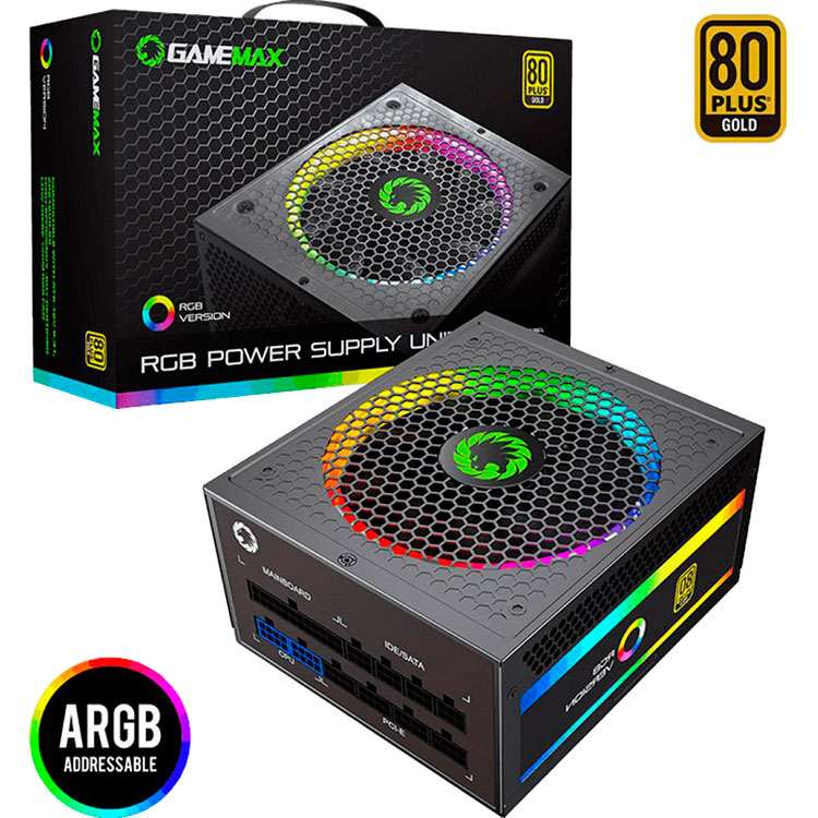 Блок живлення GAMEMAX 750W 80 GOLD RGB-750 Призначенння для настільного комп'ютера