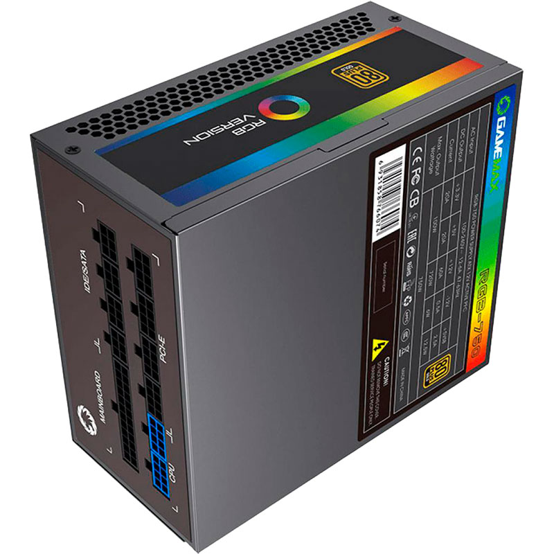 Зовнішній вигляд Блок живлення GAMEMAX 750W 80 GOLD RGB-750