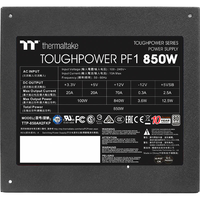 Внешний вид Блок питания THERMALTAKE 850W Toughpower (PS-TPD-0850FNFAPE-1)