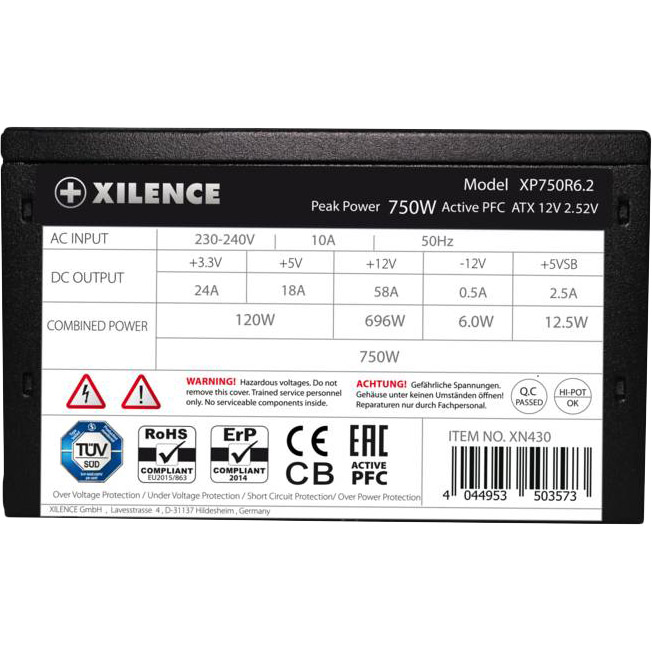 Блок питания XILENCE 750W Performance C+ (XP750R6.2 ) Назначение для настольного компьютера
