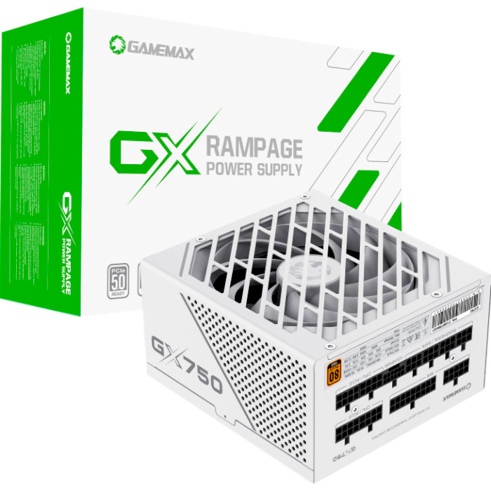 В Украине Блок питания GAMEMAX 750W GX-750 PRO WH (ATX3.0 PCIe5.0)