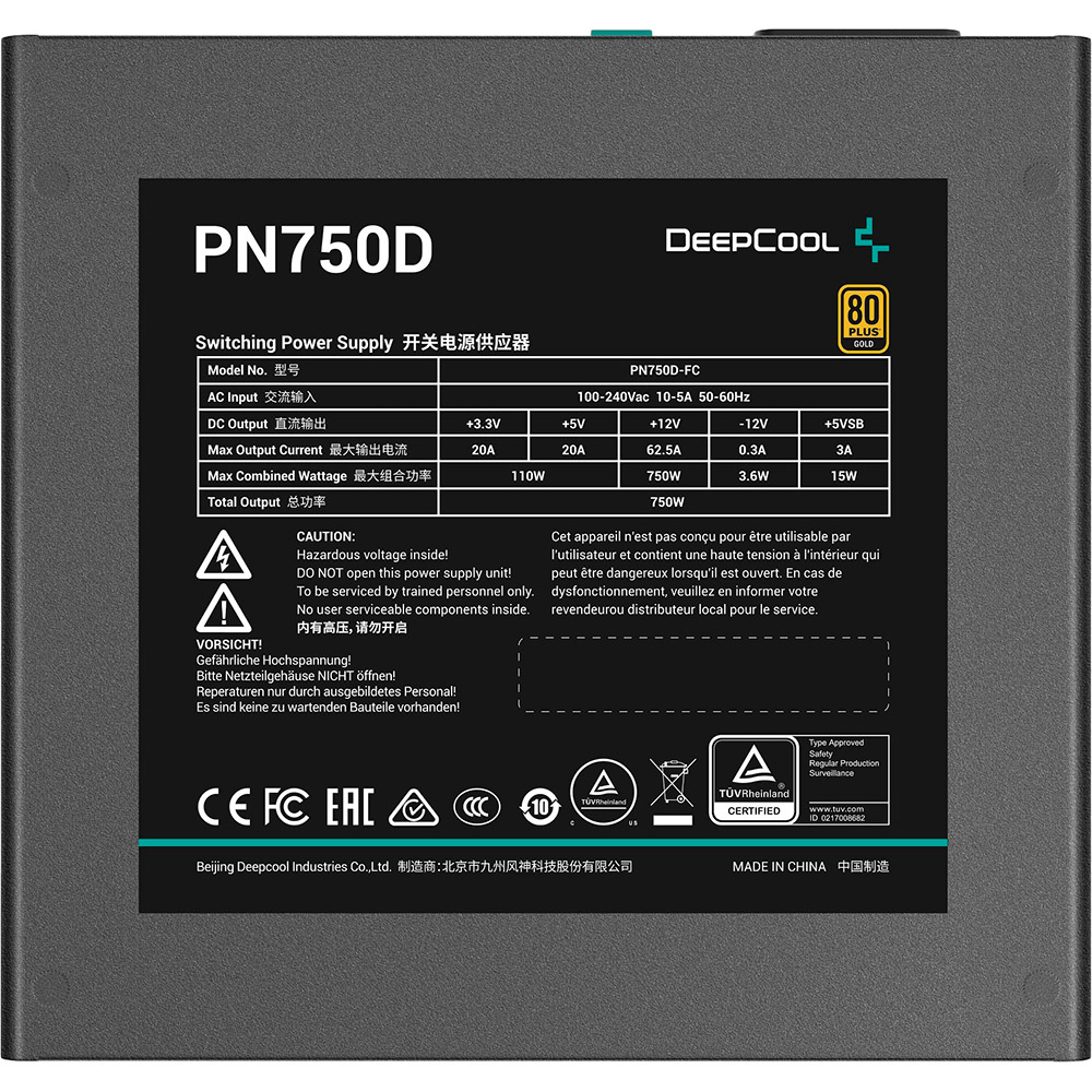 Блок питания DEEPCOOL PN850D (R-PN850D-FC0B-EU) 850W Коррекция коэффициента мощности PFC   активная