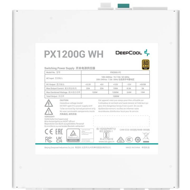 Внешний вид Блок питания DEEPCOOL PX1200G WH 1200W (R-PXC00G-FC0W-EU)