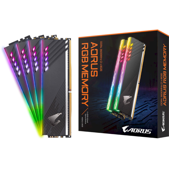 Модуль пам'яті GIGABYTE DDR4 3600 8GBx2 XMP RGB (GP-AR36C18S8K2HU416R) Об'єм 16 Гб