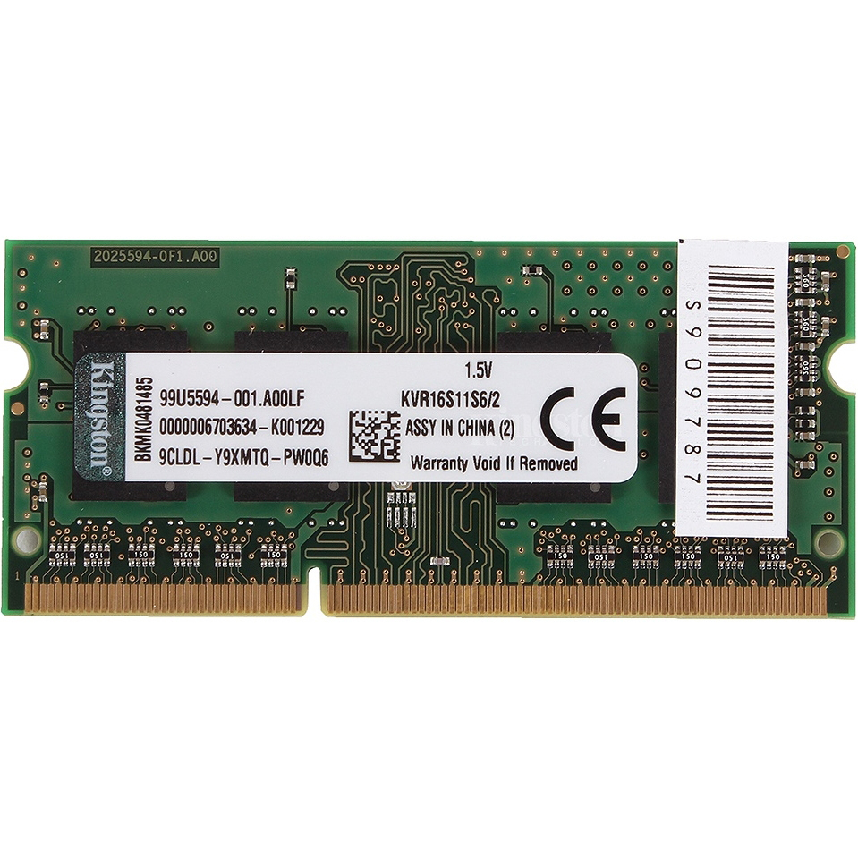 

Модуль памяти KINGSTON DDR3 2Gb 1600MHz (KVR16S11S6/2), для ноутбука DDR3 2Gb 1600MHz KVR16S11S6/2