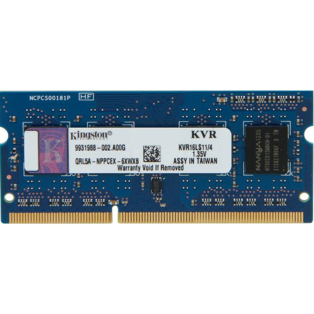 Модуль пам'яті KINGSTON DDR3L 4Gb 1600MHz (KVR16LS11/4)