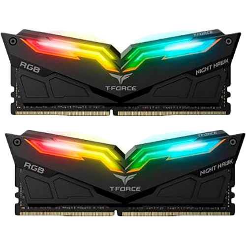 

Набор TEAM 16GB DDR4 3200Mhz T-Force Night Hawk RGB Black (TF1D416G3200HC16CDC01), T-Force Night Hawk DDR4 2x8GB 3200 RGB Black