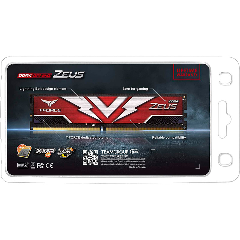 Зовнішній вигляд Набір TEAM 16GB DDR4 3000MHz T-Force Zeus Red (TTZD416G3000HC16CDC01)