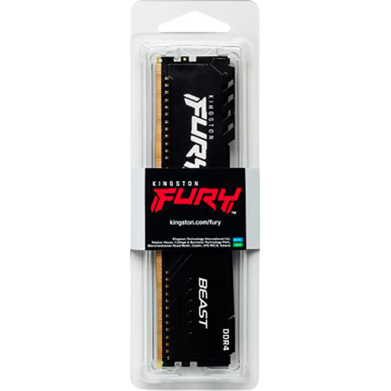 Модуль памяти KINGSTON 16GB DDR4 3200MHz Fury Beast  Black (KF432C16BB1/16) Рабочая частота 3200 МГц