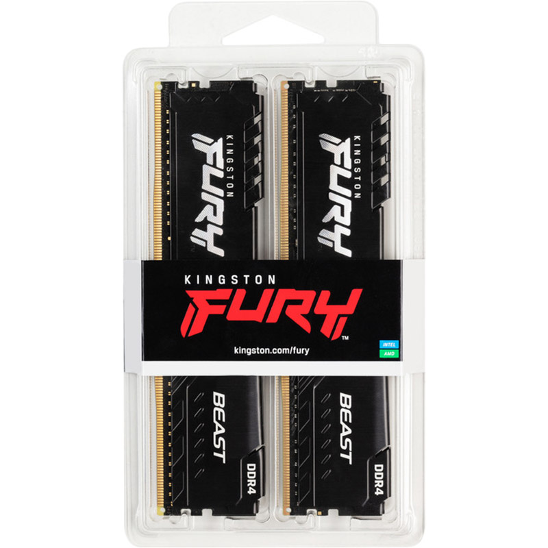 Набор KINGSTON Fury Beast 128GB DDR4 3200MHz Black (KF432C16BBK4/128) Объем 128 Гб