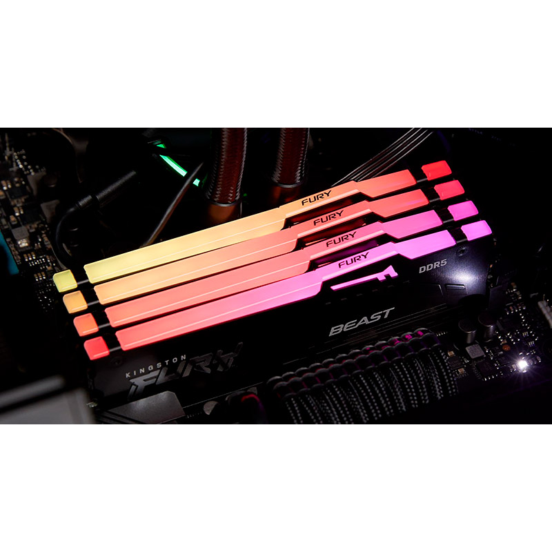 Зовнішній вигляд Набір KINGSTON FURY Beast 32Gb DDR5 5200MHz RGB (KF552C40BBAK2-32)