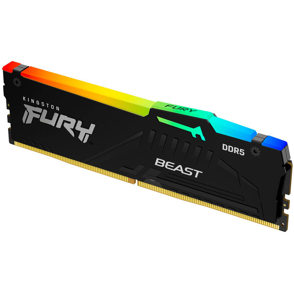 Модуль памяти Kingston FURY Beast RGB DDR5 16GB 5200 Black (KF552C40BBA-16) Объем 16 Гб