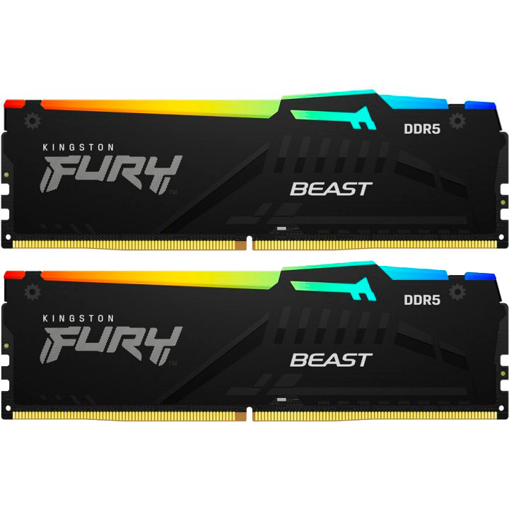Набор KINGSTON 32GB DDR5 4800MHz FURY Beast RGB (KF548C38BBAK2-32)