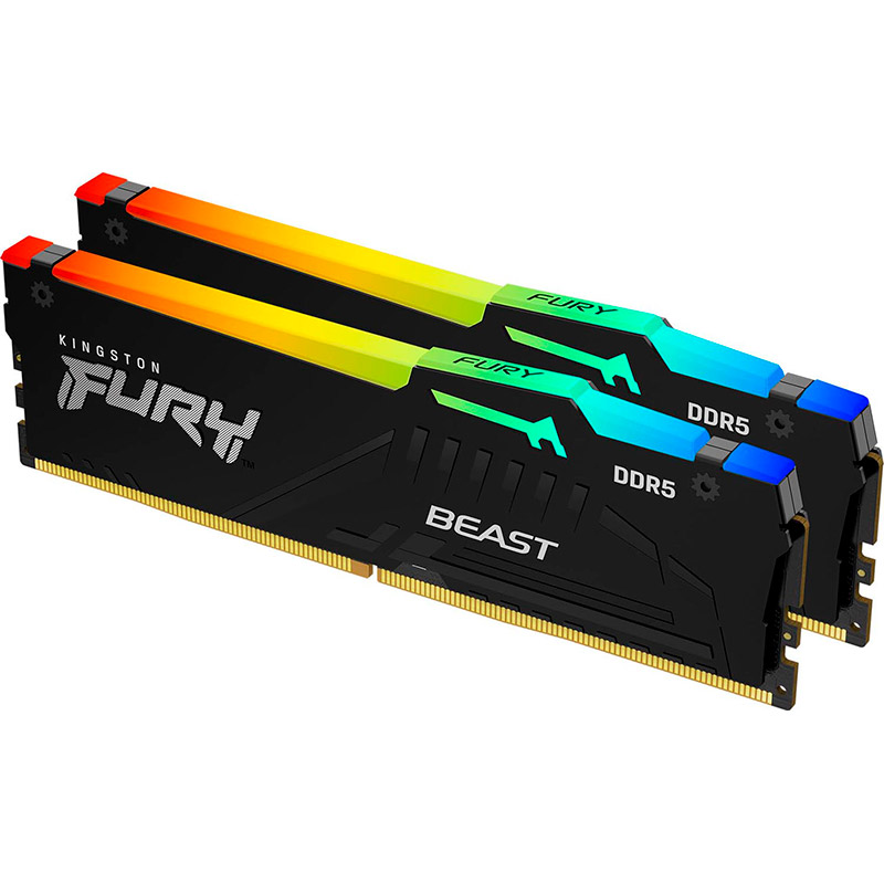 Набір KINGSTON 16GB DDR5 5600MHz Fury Beast RGB (KF556C40BBAK2-16) Призначення для настільного комп'ютера